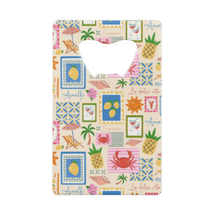 Amalfi Coast Summer Mediterranean Pattern Credit Card Bottle Opener
