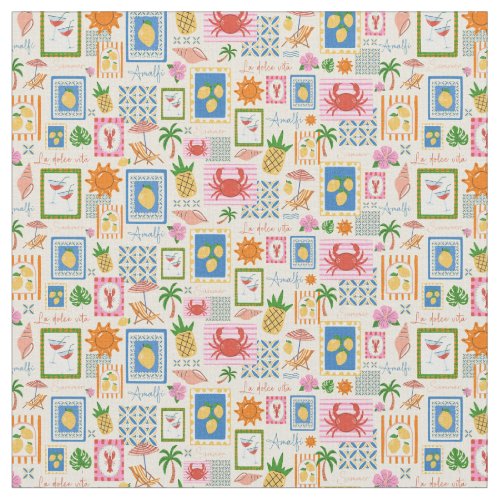 Amalfi Coast Summer Mediterranean Pattern  Fabric