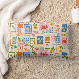 Amalfi Coast Summer Mediterranean Pattern Lumbar Pillow