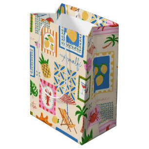 Amalfi Coast Summer Mediterranean Pattern Medium Gift Bag