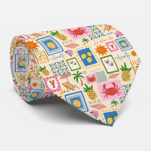 Amalfi Coast Summer Mediterranean Pattern Neck Tie