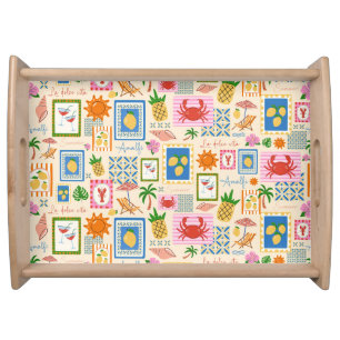 Amalfi Coast Summer Mediterranean Pattern Serving Tray