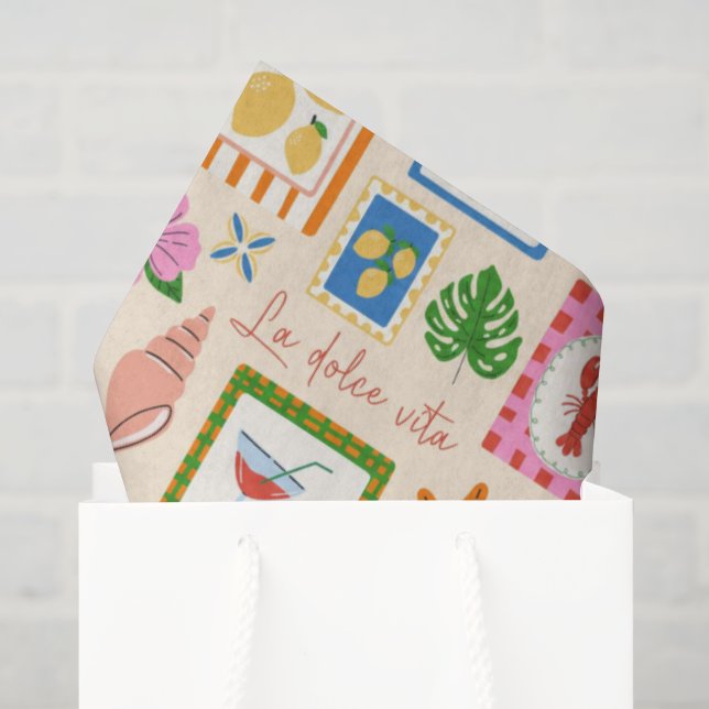 Amalfi Coast Summer Mediterranean Pattern  Tissue Paper (Gift Bag)