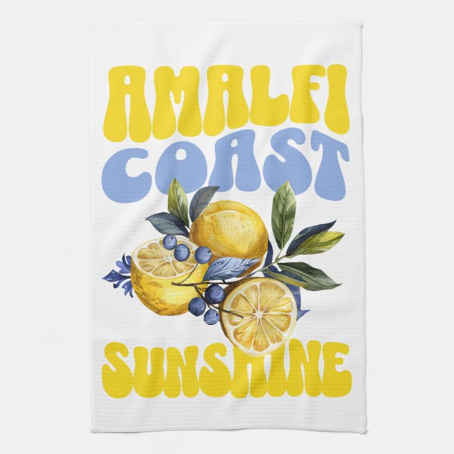 Amalfi Coast Sunshine Lemons Kitchen Towel (Vertical)