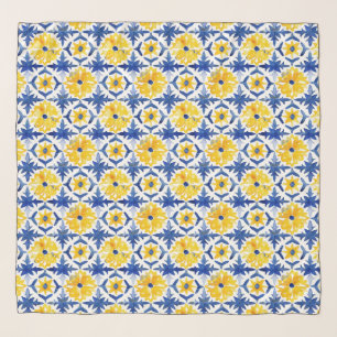 Amalfi Coast Tiles Yellow Ocean Blue Scarf