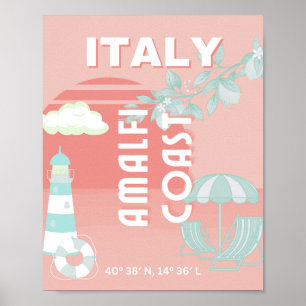 Amalfi Coast, Travel Art, Pastel Poster
