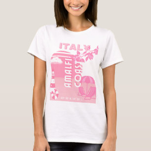 Amalfi Coast, Travel Art, Pink T-Shirt