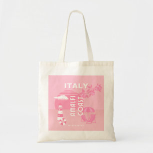 Amalfi Coast, Travel Art, Pink Tote Bag