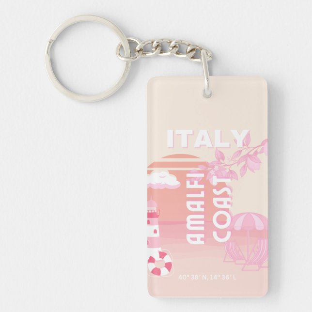 Amalfi Coast, Travel Art, Preppy Travel, Pastel Keychain (Front)