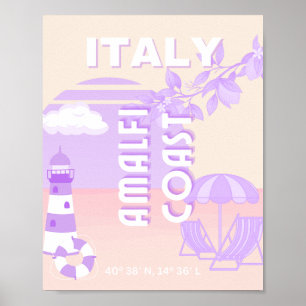 Amalfi Coast, Travel Art, Preppy Travel, Pastel Poster