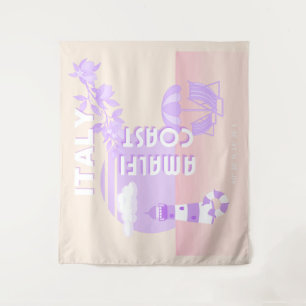 Amalfi Coast, Travel Art, Preppy Travel, Pastel Tapestry
