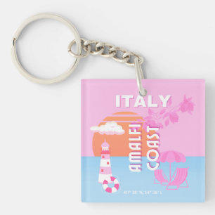 Amalfi Coast Travel Art, Preppy Travel, Pink Keychain