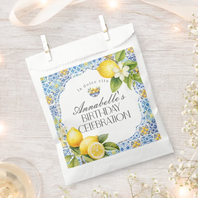 Amalfi Coast Tuscan Birthday Party Dessert Favor Bag (Clipped)