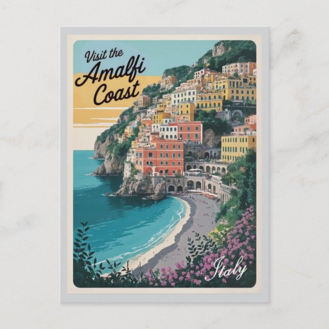 Amalfi Coast Vintage Italy Travel Postcard (Front)