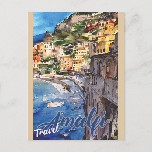 Amalfi Coast Vintage Italy Travel Postcard