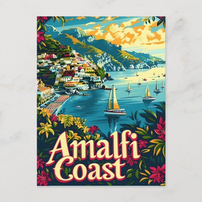Amalfi Coast Vintage Postcard (Front)