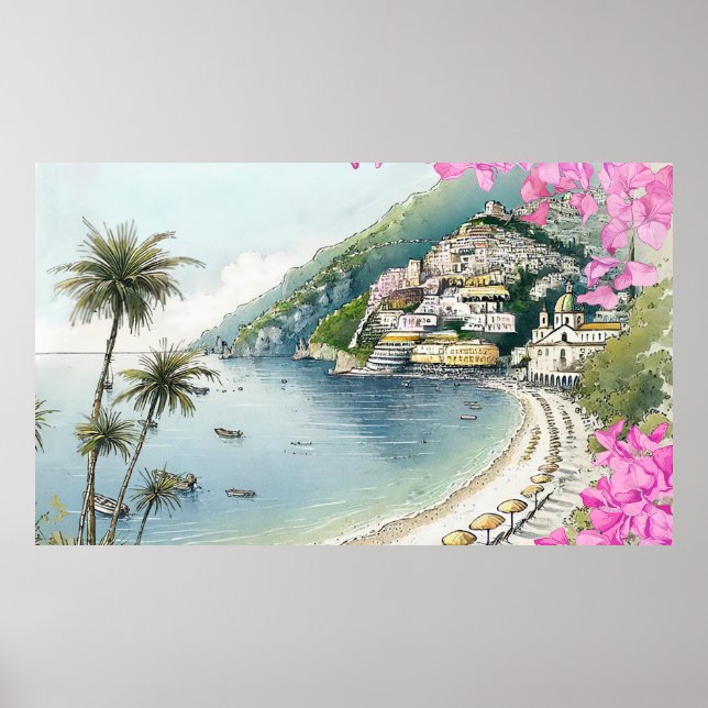Amalfi Coast Watercolor Art Print (Front)