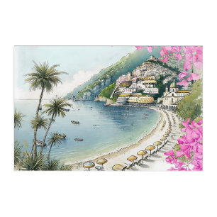 Amalfi Coast Watercolor Art Print