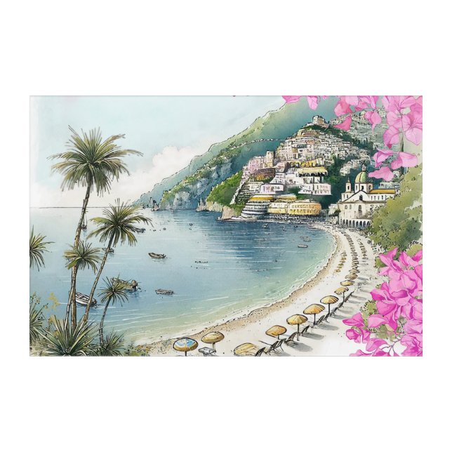 Amalfi Coast Watercolor Art Print (Front)