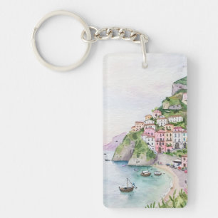 Amalfi Coast Watercolor Keychain