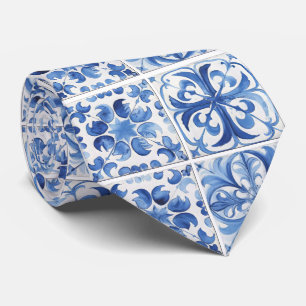 Amalfi Coast Watercolor Mediterranean Lemon Neck Tie