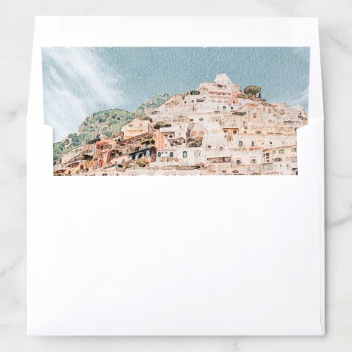 AMALFI COAST Watercolor Skyline Destination Travel Envelope Liner