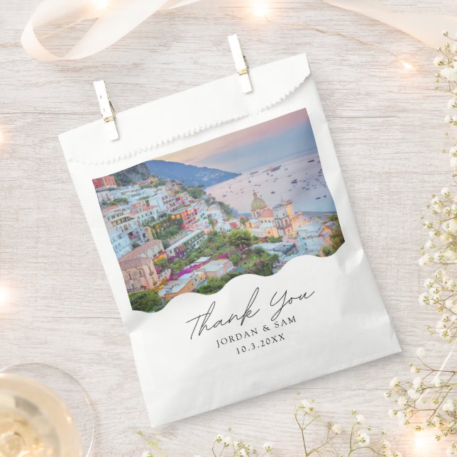 Amalfi Coast Wedding Positano Personalized Favor Bag (Clipped)