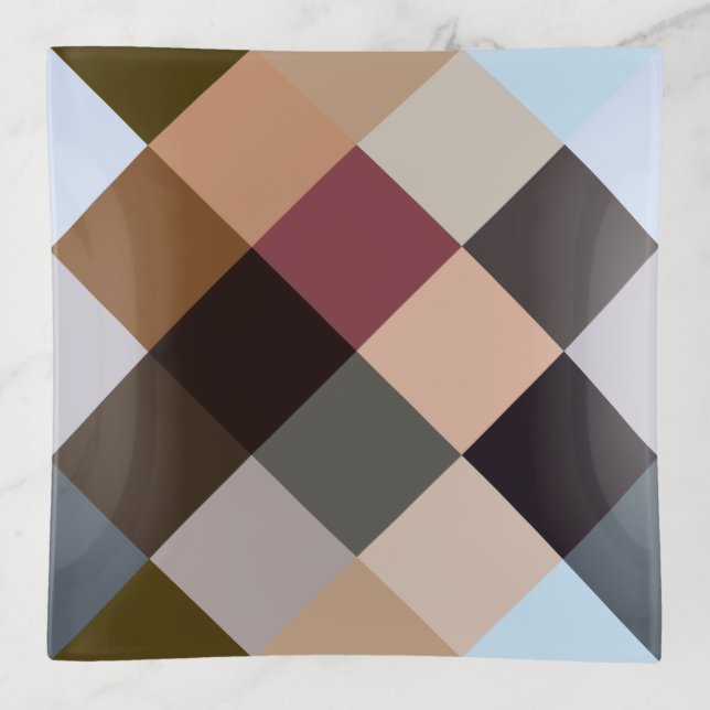 Amalfi Coastal Colors Squares Mosaic Pattern Trinket Tray (Front)