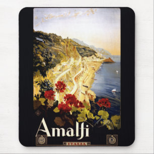 Amalfi Coastline Italian Travel Poster 1910 - 1920 Mouse Pad