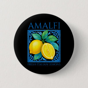 Amalfi Fresh Italian Lemons Summer Travel Vacation Button