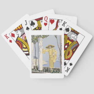 Amalfi, illustration of a woman in a yellow dress poker cards