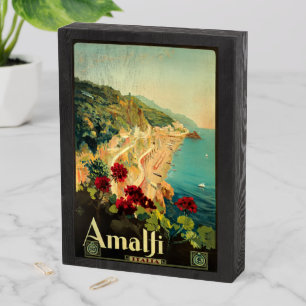 Amalfi Italia Vintage Italy Travel Wooden Box Sign