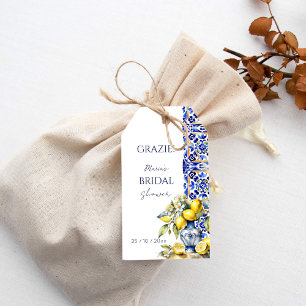 Amalfi Italian blue tiles lemons thank you favor Gift Tags