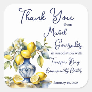 Amalfi Italian blue tiles lemons wedding favors Square Sticker