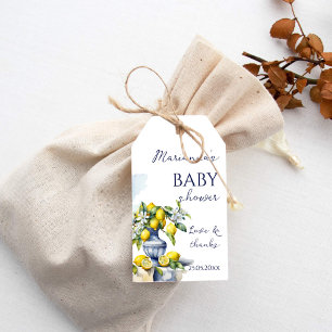 Amalfi Italian blue vase lemon baby shower favor Gift Tags