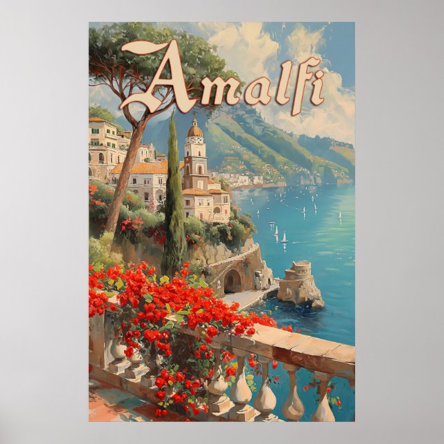 Amalfi Italian Coast Vintage Travel Poster (Front)