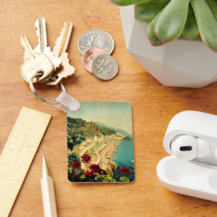 Amalfi Italian Coast, Vintage Travel Poster Italy Keychain