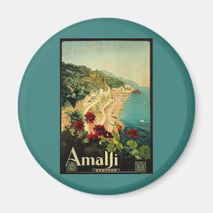 Amalfi Italian Coast, Vintage Travel Poster Italy Magnet