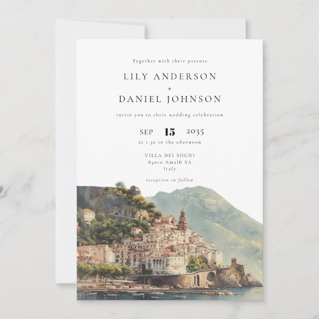 Amalfi Italian Destination Photo Wedding Invitation (Front)