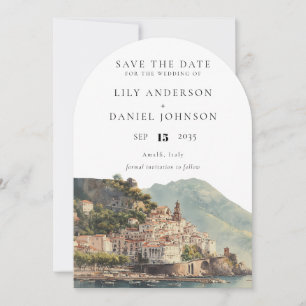 Amalfi Italian Watercolor Wedding Arch Save The Date
