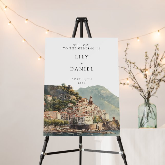 Amalfi Italian Wedding Welcome Sign (In Situ (Stand))
