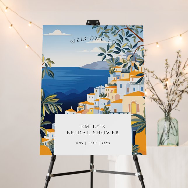 Amalfi Italy Bridal Shower Welcome Sign (In Situ (Stand))