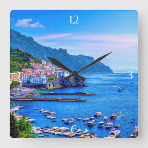 Amalfi Italy Europe Colorful Photo Art Square Wall Clock