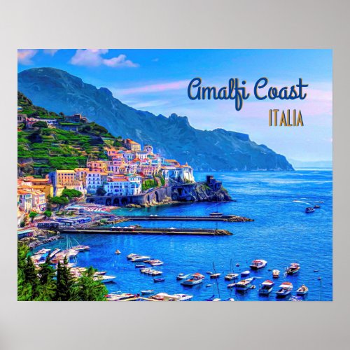 Amalfi Italy Europe Modern Photography Travel Poster