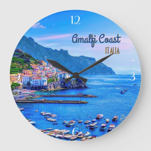 Amalfi Italy Europe Travel Photography Large Clock