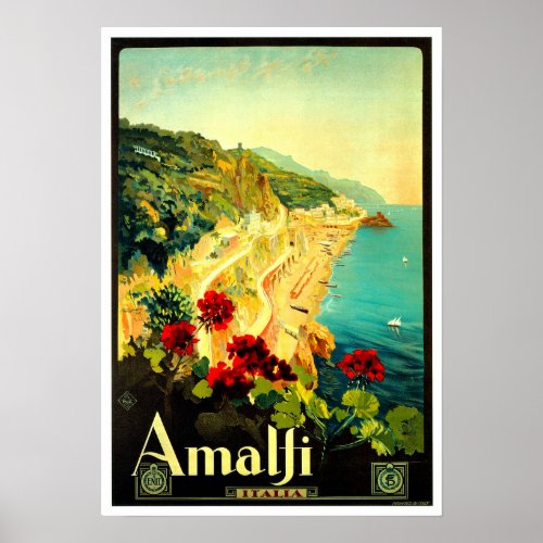 Amalfi Italy Italia VintageTravel Advertisement Poster