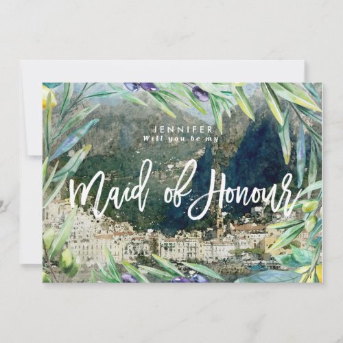 amalfi italy olive maid of honor proposal card