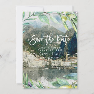 Amalfi italy olives wedding save the date card