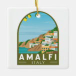 Amalfi Italy Retro Travel Art Vintage Ceramic Ornament<br><div class="desc">Amalfi vector art design. Amalfi is a town in a dramatic natural setting below steep cliffs on Italy’s southwest coast.</div>