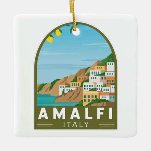 Amalfi Italy Retro Travel Art Vintage Ceramic Ornament